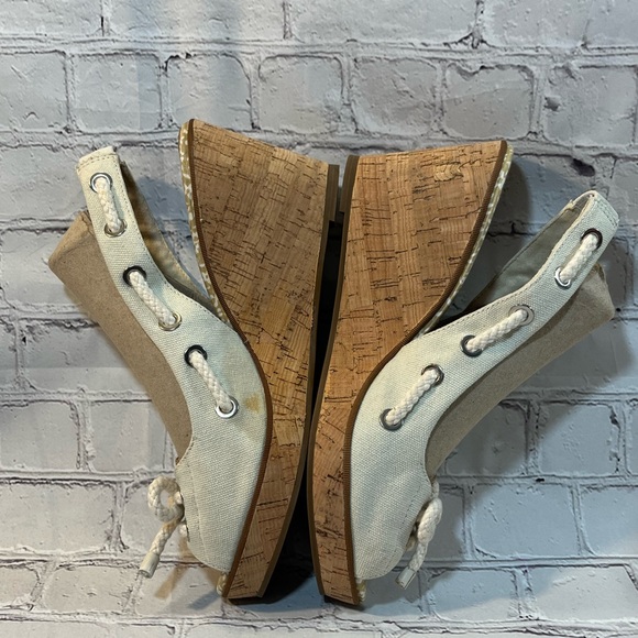 SPERRY TOP SIDER Southport Rope Tie Cork Wedge Cream Canvas-9 - Picture 4 of 6